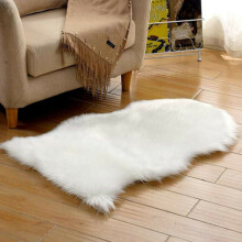 (White, 60*90cm) Small Faux Fur Sheepskin Rug Fluffy Mat Sofa Bed Hairy Shaggy Floor Carpet