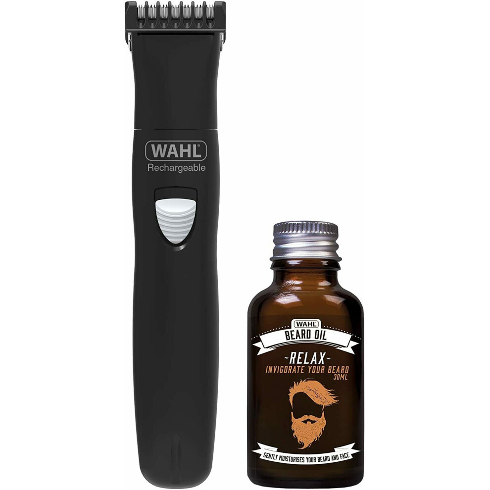 Wahl Rechargeable Cordless Beard Hair Trimmer & 30ml Beard Oil Set