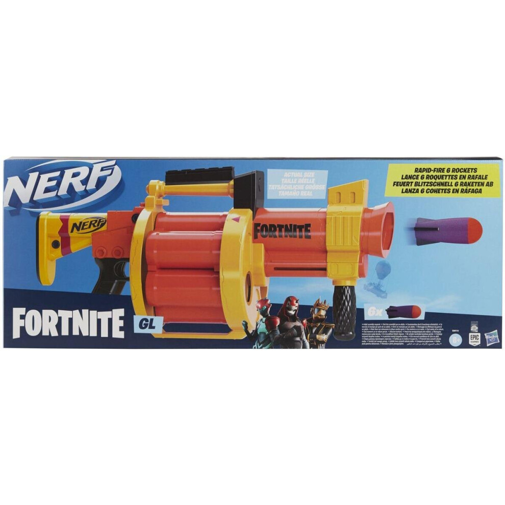 Hasbro Nerf Fortnite GL, Handle For Transport & Includes 6 Nerf Dart, For Age 5+