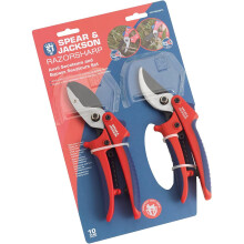 Spear & Jackson Razorsharp Advantage - Geared & Ratchet Secateur Set - Red/Navy