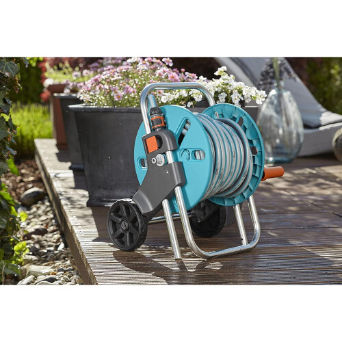 Gardena Gardena AquaRoll S Hose Trolley Set Turquoise - Space Saving Storage - Easy Use 2