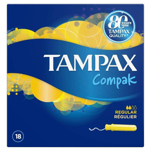 Tampax Compak Regular Women's Tampons with Applicator & Leak Protection, 18 Pack 1