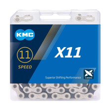 Pyörän ketju - KMC - X11 - 118 lenkkiä - Hopea/Musta - Aikuisille