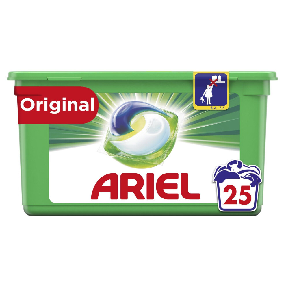 Ariel Original All in 1 Pods Washing Liquid Capsules 25 Washes/Lifts Stains/20ÃC