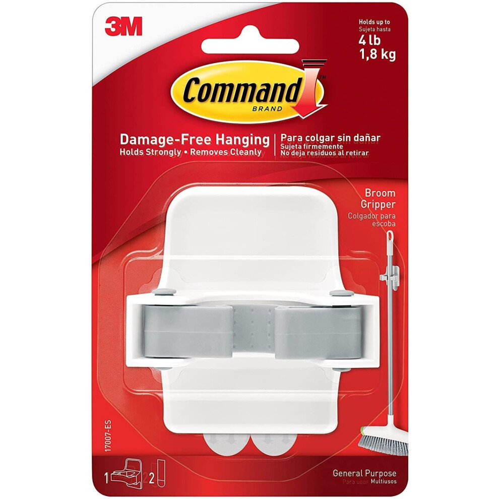 3M Command Adhesive Broom Gripper For Damage Free Hanging - White - Strong Hold