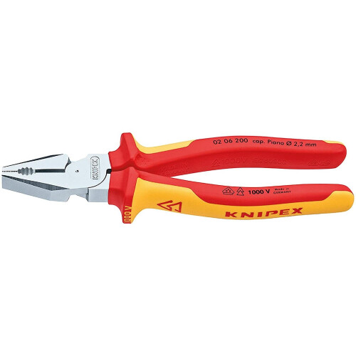 Knipex Knipex High Leverage Combination Pliers, Chrome Plated, Insulated Grips - 200mm