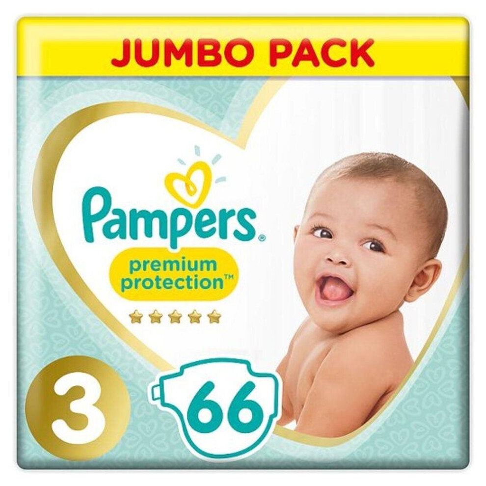 Pampers Premium Protection Baby Nappies Size 3 Disposable Cotton - Jumbo 66 Pack