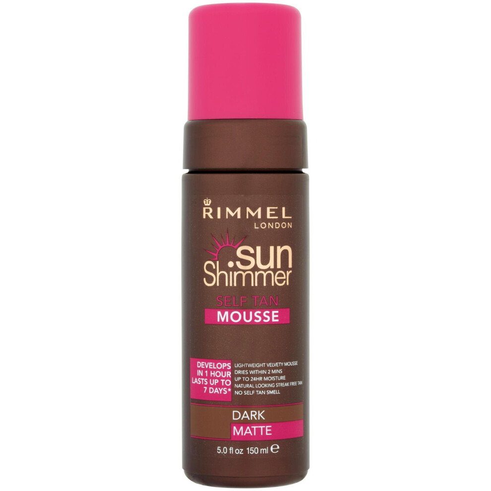 Rimmel London SunShimmer Instant Self Tan Bronzing Mousse, 150 ml - Dark Matte