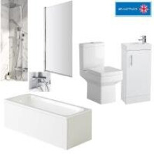 Luxury Complete Bathroom Suite Including BLOCK Wall Mounted Bath Filler Mixer Tap
