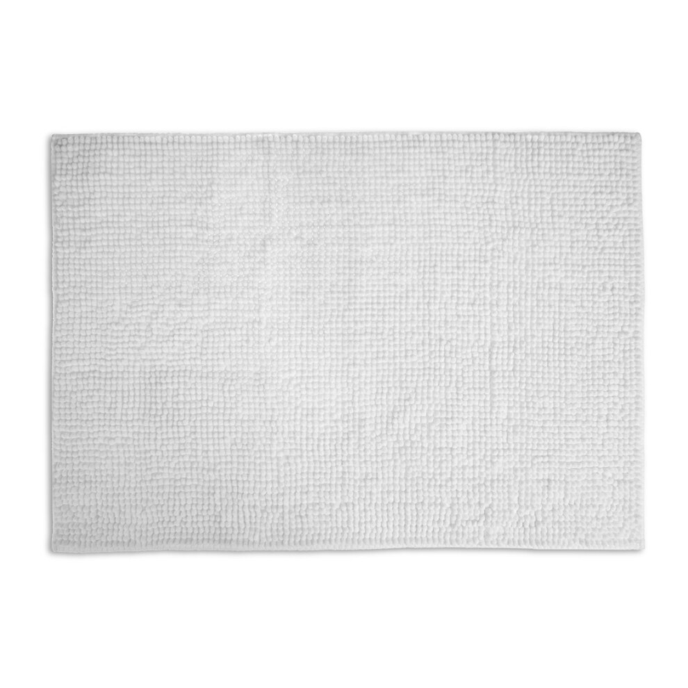 (White) Allure Supersoft Chenille Bobble Large Bath Mat 60 x 90cm