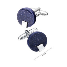 Charles William Smart Sparkle Blue Silver Cufflinks Round