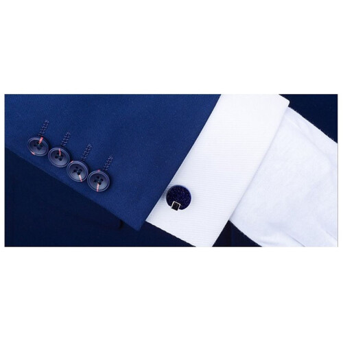 Charles William Smart Sparkle Blue Silver Cufflinks Round 2