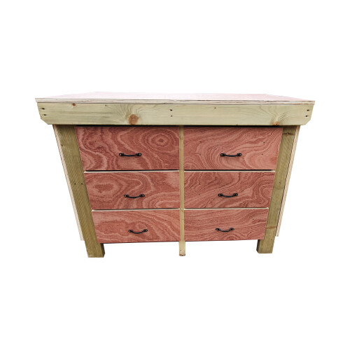 (5ft, Without Back Panel) Wooden Workbench Tool Cabinet - Eucalyptus Top Industrial Storage Work Table 2
