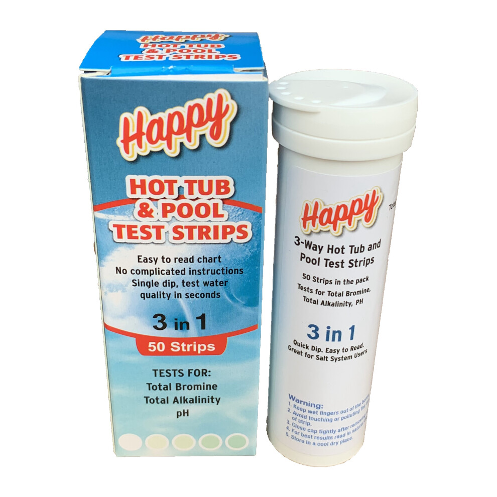 Happy Hot Tubs 3 Way Bromine Test Strips Dip Sticks PH Alkalinity Tub