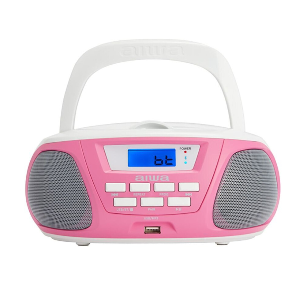 Aiwa Bbtu-300 Portable Cd-Radio Boombox, Am/Fm Mp3/Usb Pink
