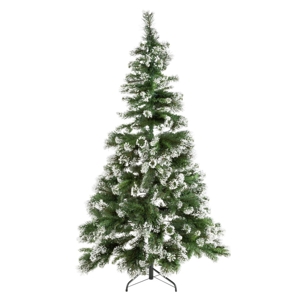 Home 6Ft Pre-Lit Snow Tipped Christmas Tree Green