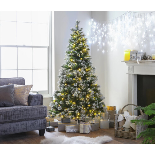 Home 6ft Pre-Lit Snow Tipped Christmas Tree 1