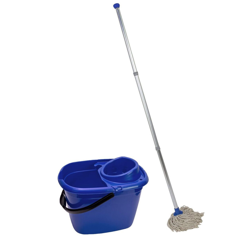 Abbey Professional Mop and Bucket Kit with two mop heads, Blue