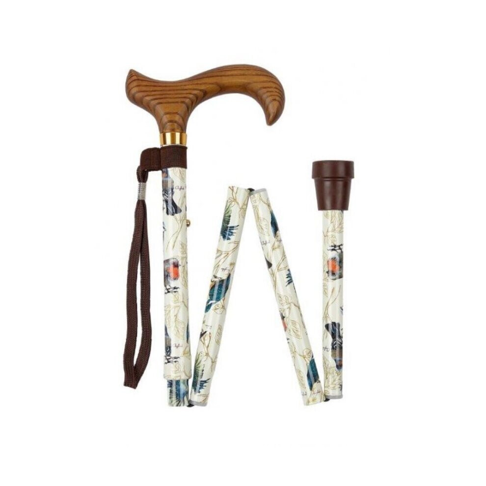 Charles Buyers Folding Walking Sticks British Birds Cream/Light