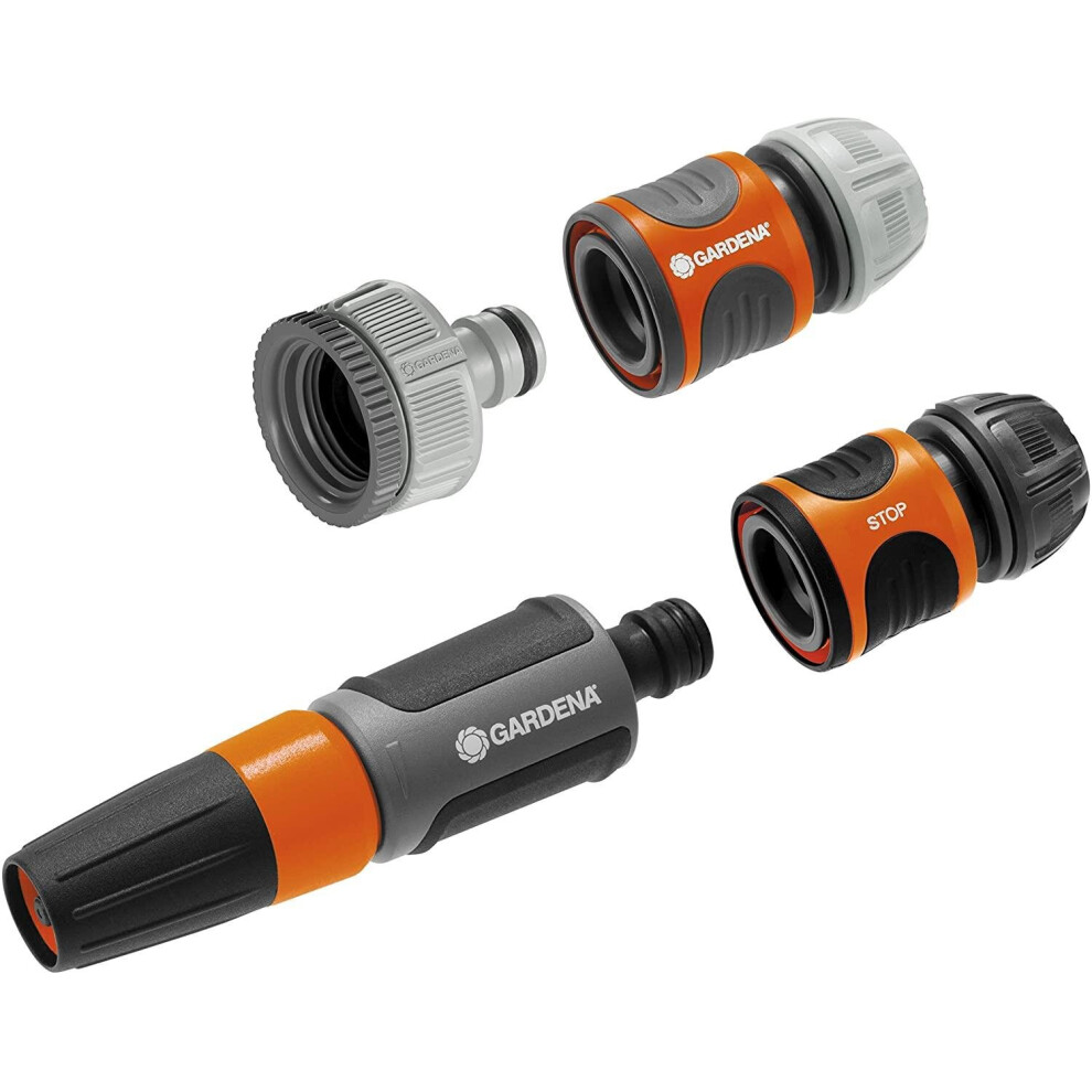 Gardena System Basic Tap/Hose Connection Set - Cleaning Spray Nozzle - 13mm/15mm