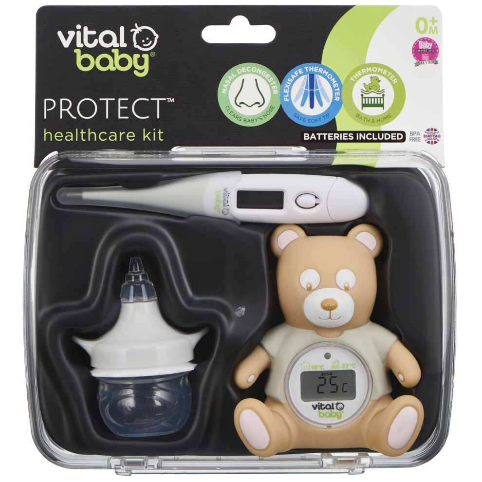 Protect Healthcare Kit, Nasal Decongester, Bath And Baby Thermometer Vital Baby