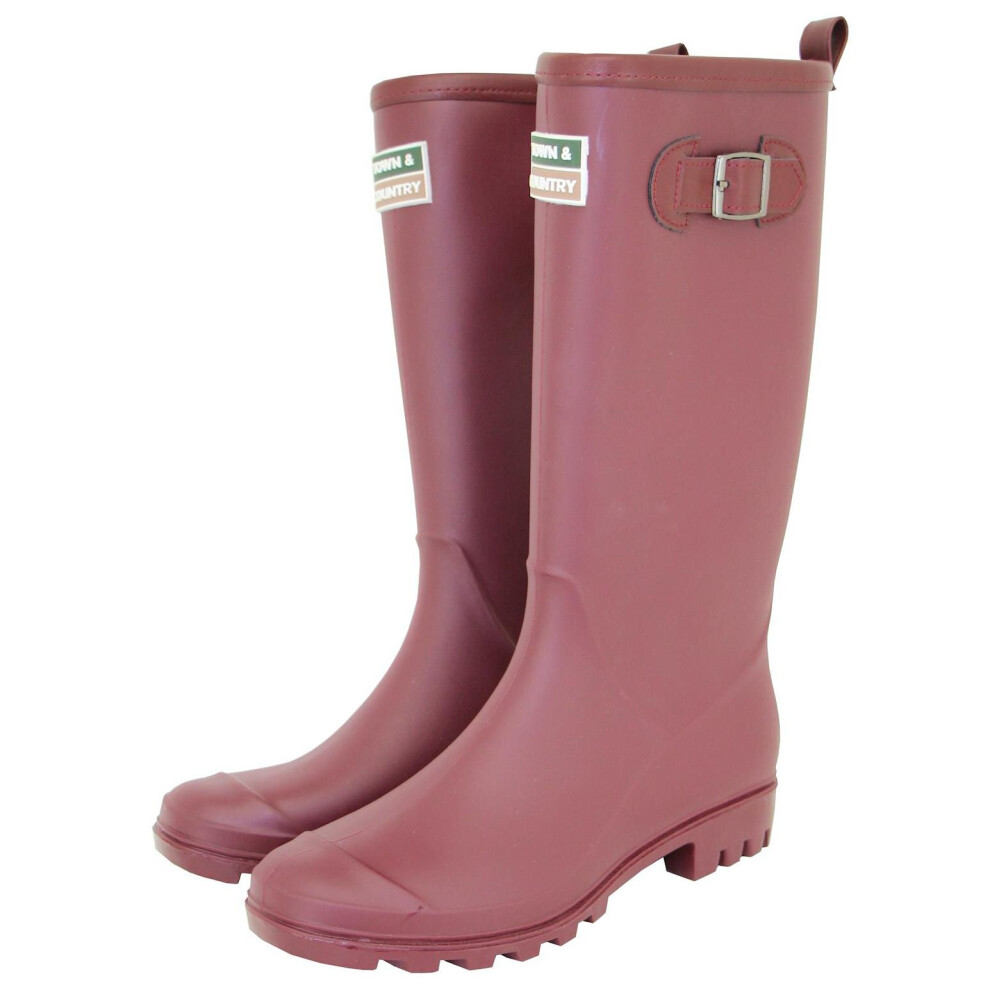 Town & Country Wellington Boots, Lightweight PVC, The Burford, Aubergine, Size 8