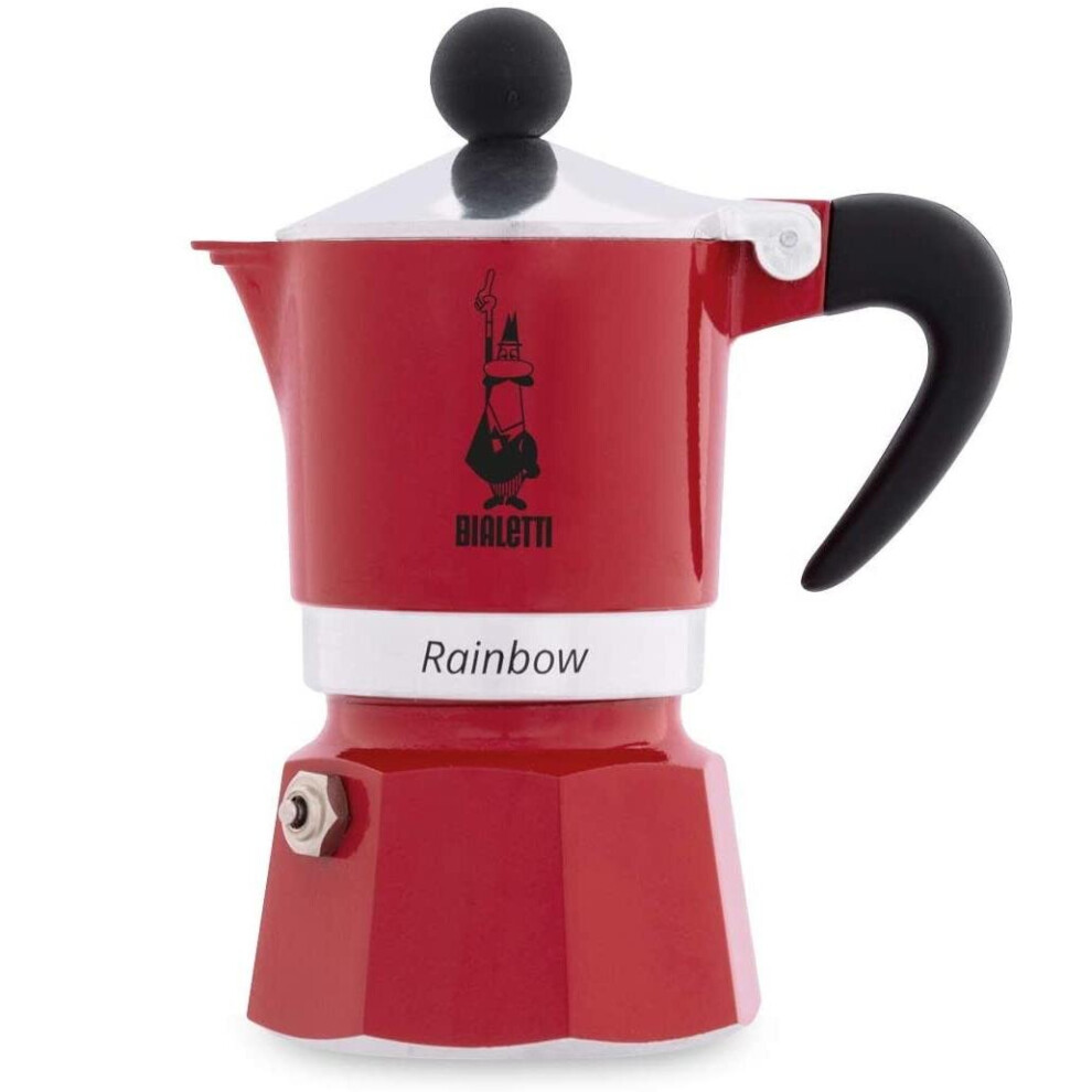 Bialetti Rainbow Espresso Coffee Maker, Kitchen Moka Pot, Stovetop - Red - 1 Cup