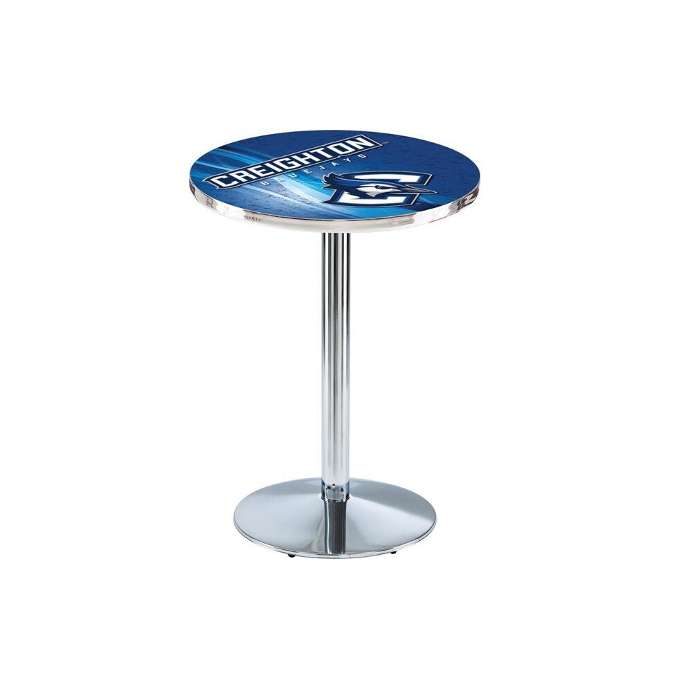 Holland Bar Stool L214C3636Crghtn 36 in. Creighton Bluejays Pub Table with 36 in. Top, Chrome-image-OPC-P6G6JP6-NEW