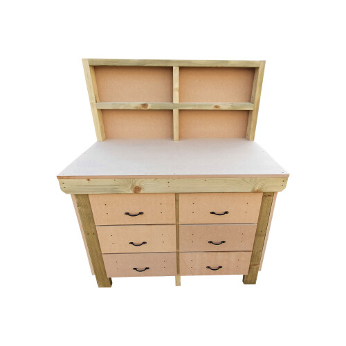 (5ft, With Back Panel) Tool Cabinet Workbench Wooden 18mm MDF Top 2