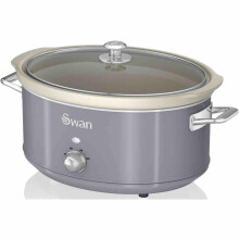 (Grey) Swan SF17031GRN Retro Slow Cooker with 3 Temperature Settings, Keep Warm Function, 6.5L, 320W