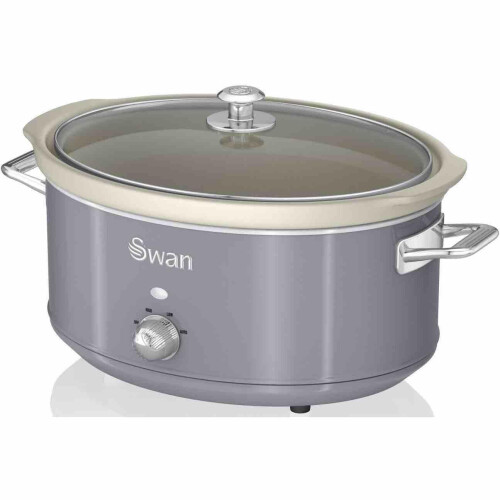 (Grey) Swan SF17031GRN Retro Slow Cooker with 3 Temperature Settings, Keep Warm Function, 6.5L, 320W