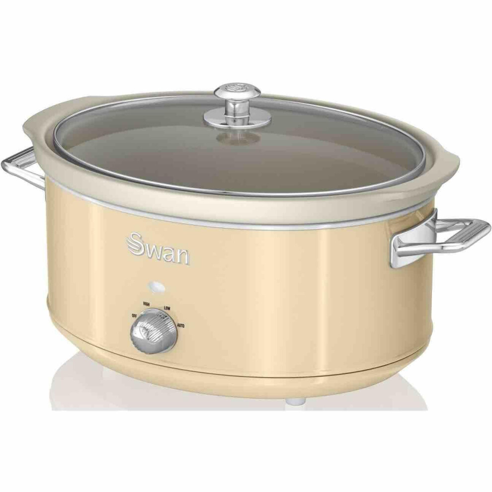 (Cream) Swan 6.5L Slow Cooker Retro