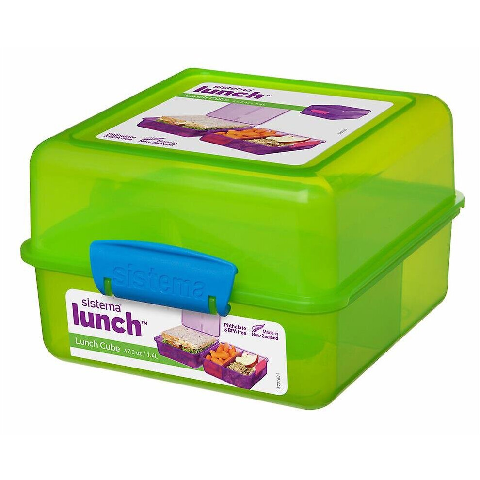 Sistema 3 Compartment 1.4L Lunch Cube Box, Green