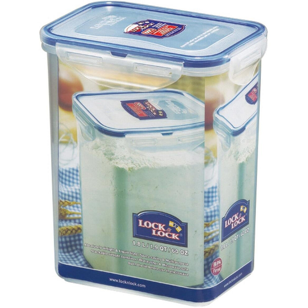 Lock & Lock Rectangular Storage Container - Clear/Blue, 1.8 L