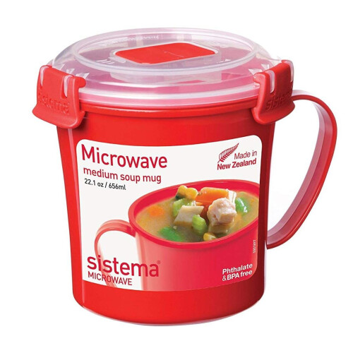 Sistema Sistema Red Klip It Microwave Soup Mug,  656ml