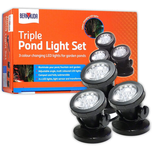 Underwater Pond Lights 3 LED Spot Light Sensor Colour Changing