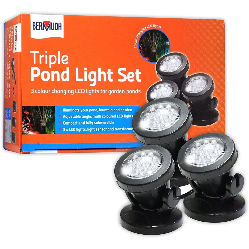 Bermuda Underwater Pond Lights 3 Led Spot Light Sensor Colour Changing