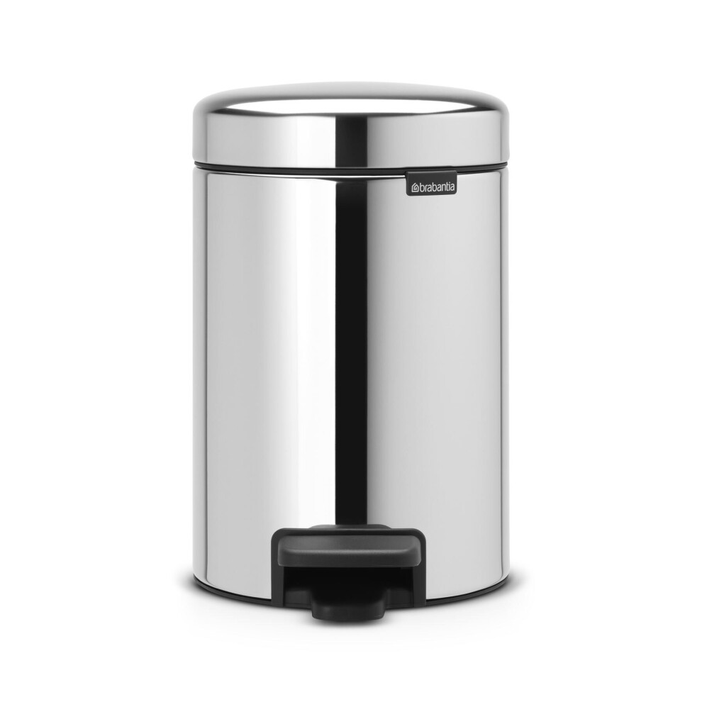 Brabantia Pedal Bin newIcon with Plastic Inner Bucket, 3 Litre - Brilliant Steel