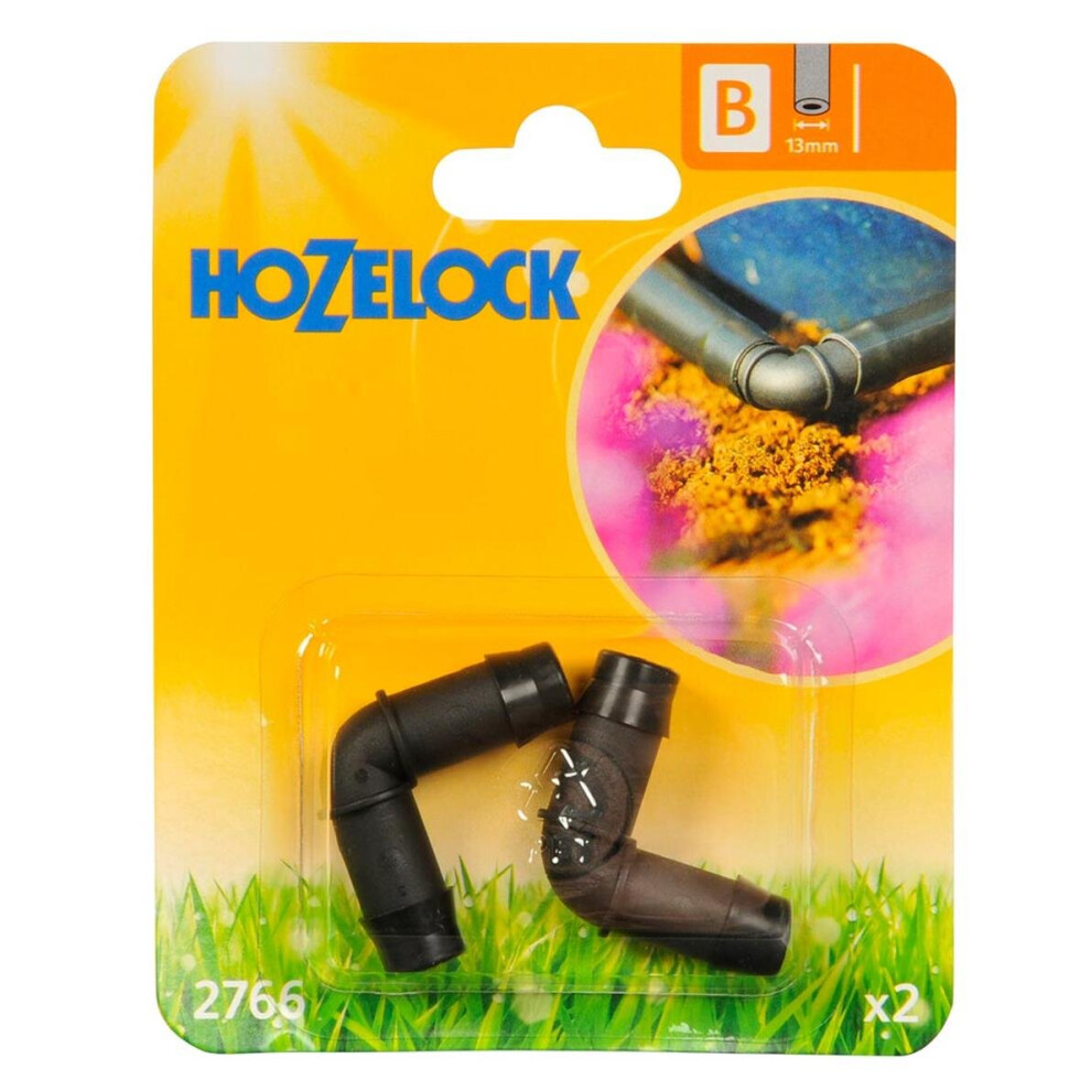 Hozelock 90 Degree Elbow Connector, 13 mm - Pack of 2