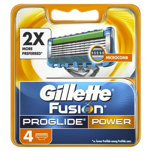 Gillette 4 x Ανταλλακτικές λεπίδες ξυραφιού Gillette Fusion Power ProGlide για άνδρες με MicroComb 1