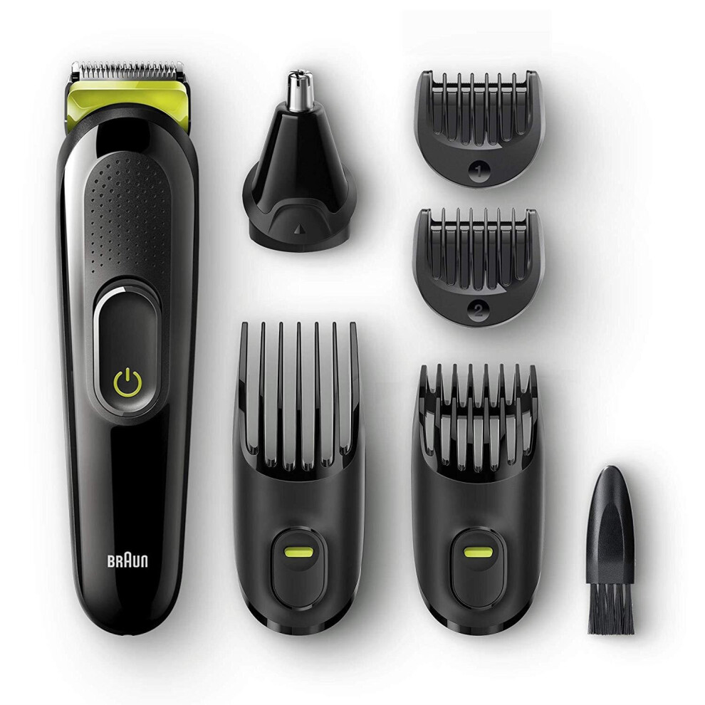 Braun 6-in-1 Beard Trimmer & Hair Clipper?German Design?Black/Volt Green?MGK3021