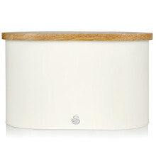(White) Swan Nordic Oval Bread Bin with Cutting Board Lid