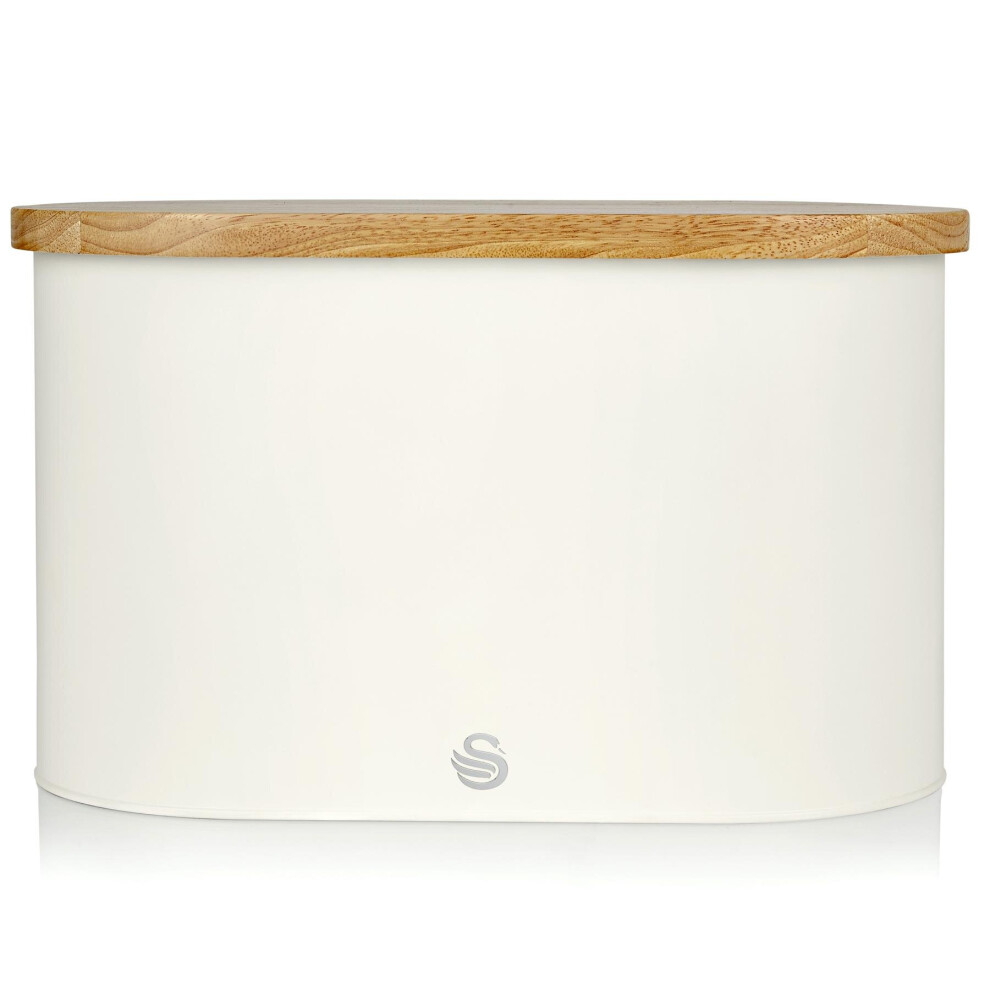 (White) Swan Nordic Oval Bread Bin with Cutting Board Lid