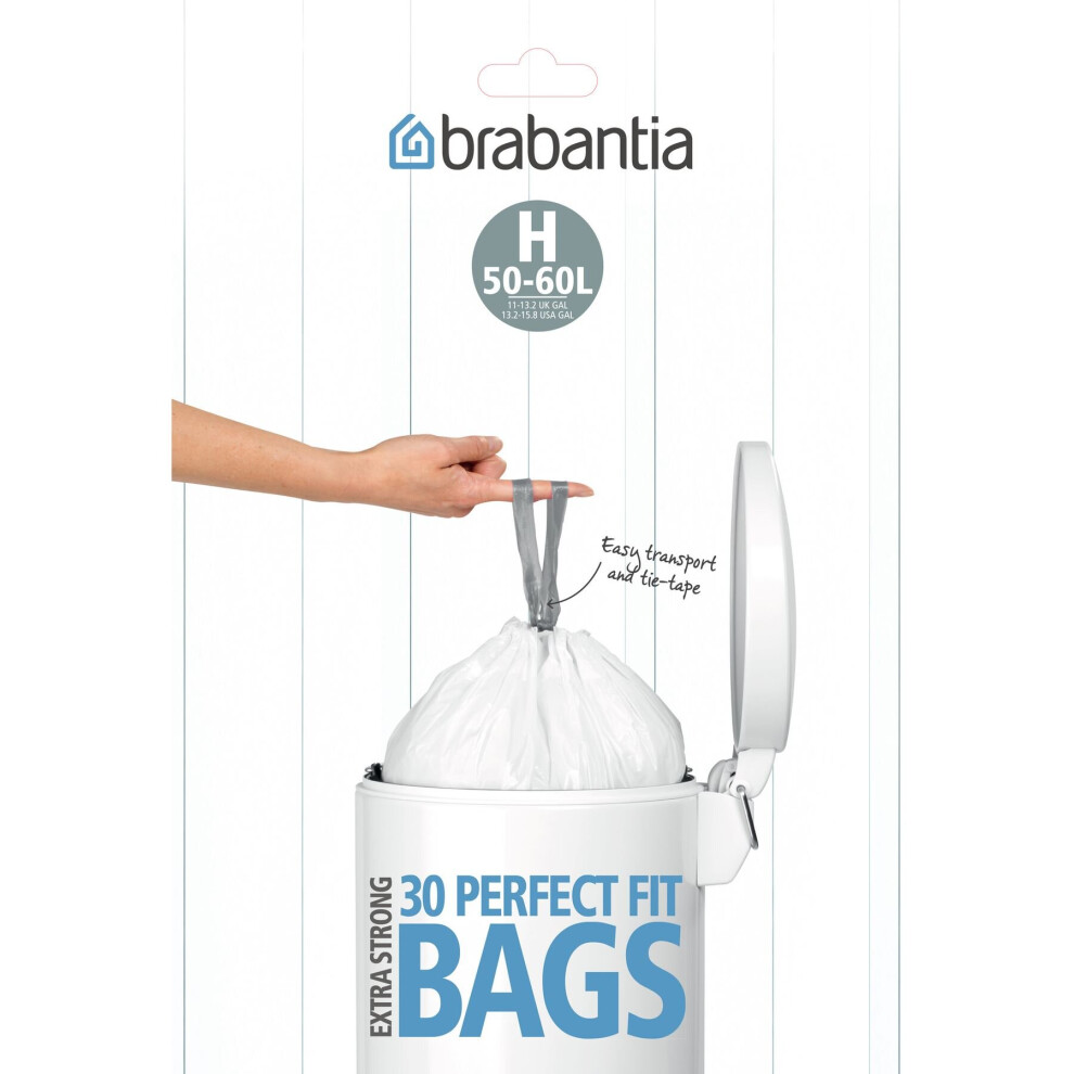 Brabantia Bin Liners PerfectFit Bags Code H 50-60L 30 Pack