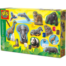 SES Creative 11-Animal Casting & Painting Set for Kids 5-12, Includes Plaster, Mould Tray & Paint Pots, Code 1132