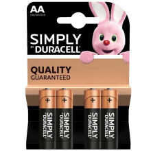 Duracell Simply Alkaline Pack Of 4 Aa Batteries MN1500B4SIMPLY