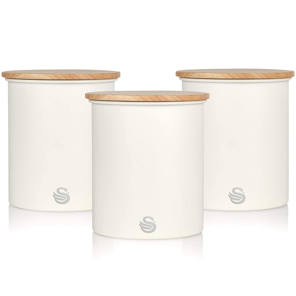 Swan (White) Nordic Set Of 3 Storage Canisters White