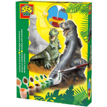 SES Creative T-Rex Casting & Painting Kit for Kids 5-12 (3D Plaster Dino, 6 Paint Pots) - Code 01283