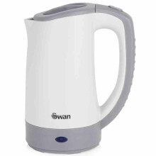 Swan Dual Voltage Travel Kettle with Two Tea Cups, 0.5 Litre Capacity, 125-600 W, Lightweight, White/Grey, SK19011N