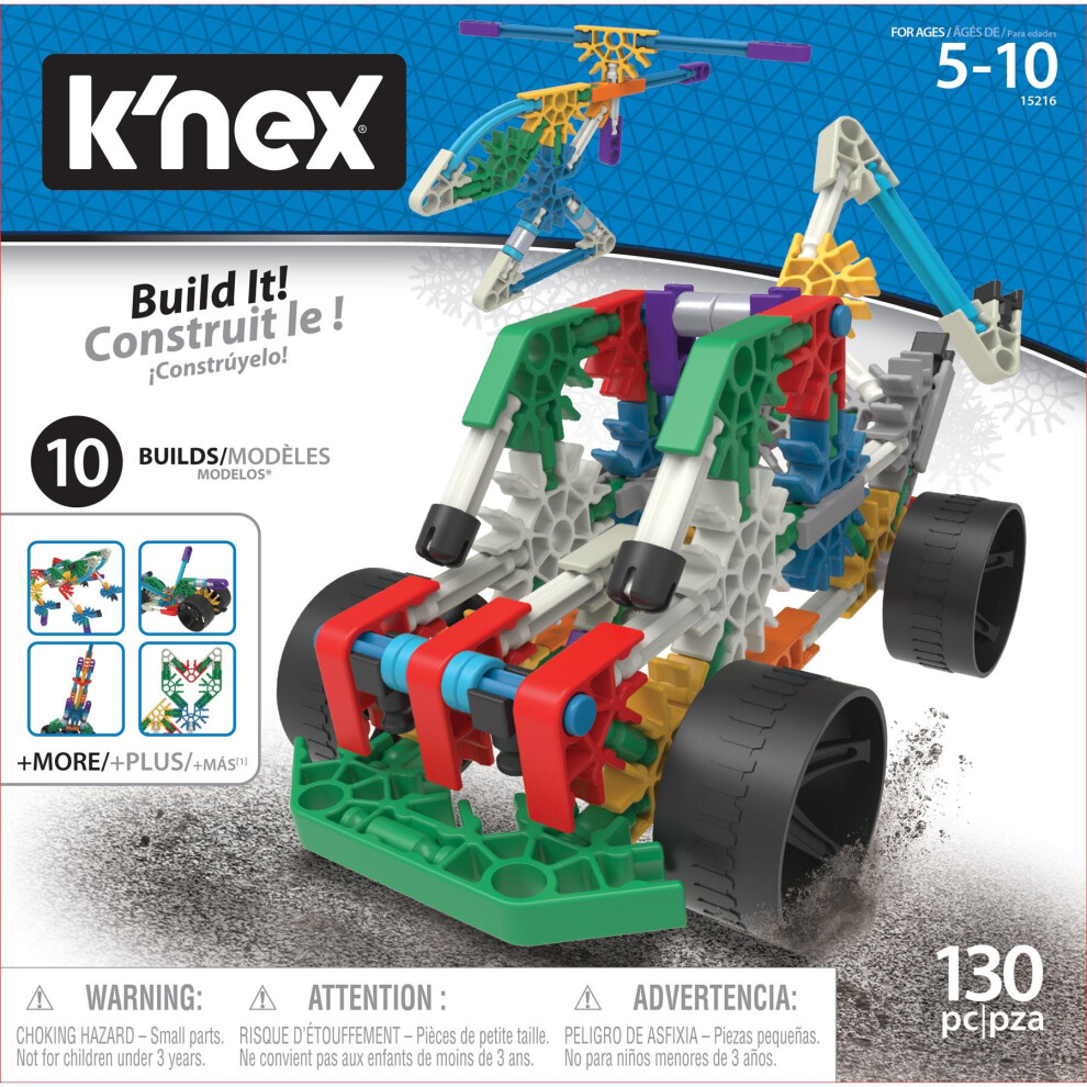 K'Nex 15216 10 Model Building Set-Ages 5+ -130 pcs-Creative STEM Toy Construction, Multicolour